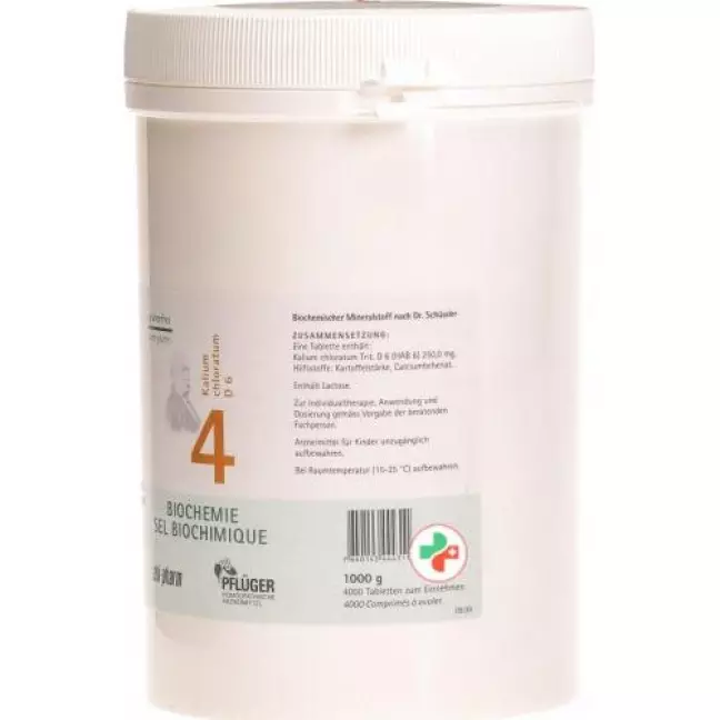 Pflueger Schussler Nr. 4 Kal Chlor в таблетках, D 6 1000г Pflueger Schussler Nr. 4 Kal Chlor в таблетках, D 6 1000г