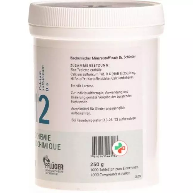 Pflueger Schussler Nr. 12 Calc Sulf в таблетках, D 6 250г Pflueger Schussler Nr. 12 Calc Sulf в таблетках, D 6 250г
