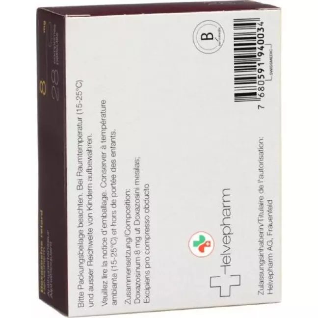 Doxazosin Retard Helvepharm 8 mg 28 tablets Doxazosin Retard Helvepharm 8 mg 28 tablets