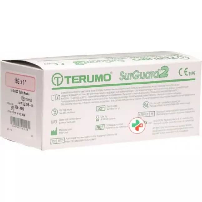 Канюля TERUMO SurGuard2 18G 1.2x25мм рожева 100 шт. Канюля TERUMO SurGuard2 18G 1.2x25мм рожева 100 шт.
