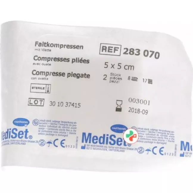 Складні компреси Mediset IVF з вати 5х5см 8 разів стерильні 80х2 Складні компреси Mediset IVF з вати 5х5см 8 разів стерильні 80х2