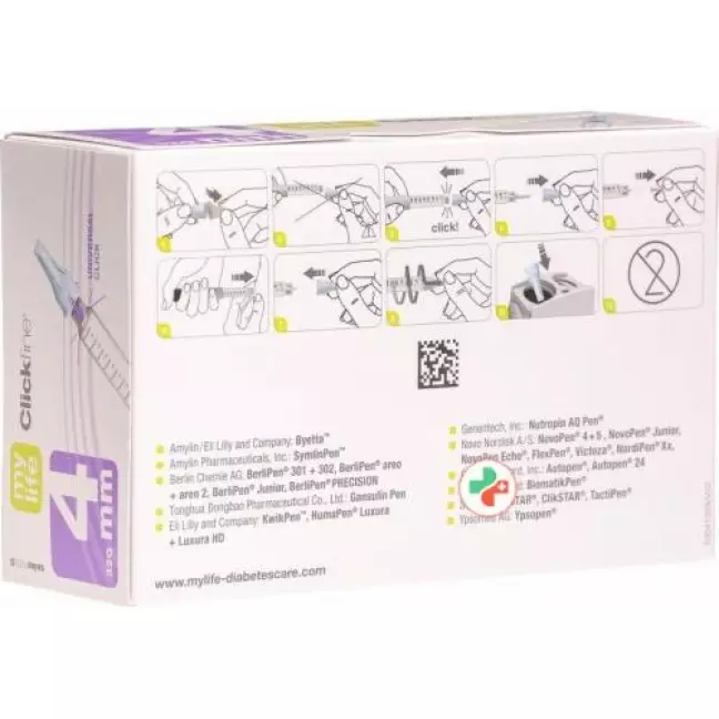 голки mylife Clickfine Pen 4 мм 32G 100 шт