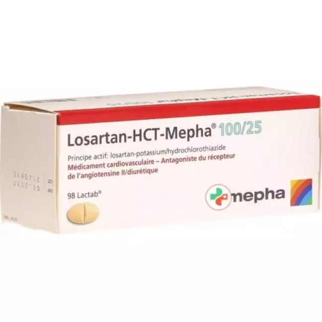 Losartan-HCT-Mepha Lactab 100/25мг 98 шт Losartan-HCT-Mepha Lactab 100/25мг 98 шт