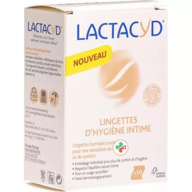 Серветки Lactacyd для інтимної гігієни в індивідуальній упаковці 10 шт