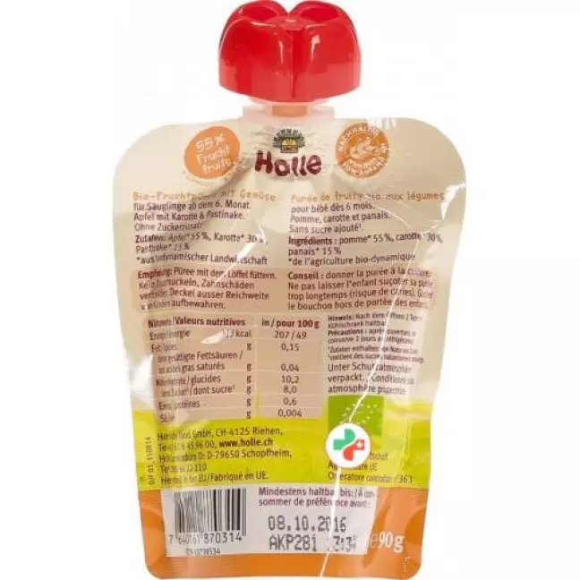 Holle Pouchy Apfel M Karotte Pastinake 90г Holle Pouchy Apfel M Karotte Pastinake 90г