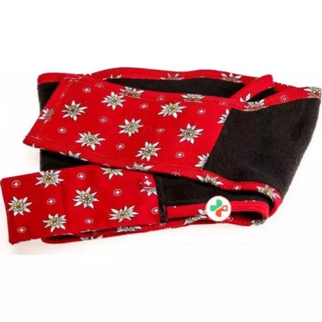 ниркова грілка emosan Velcro L black A з аплікацією Едельвейс ниркова грілка emosan Velcro L black A з аплікацією Едельвейс
