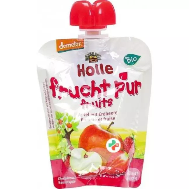 Holle Pouchy Apfel mit Erdbeere 12x 90г Holle Pouchy Apfel mit Erdbeere 12x 90г