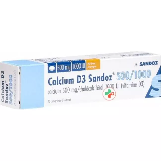 Кальцій D3 Sandoz Kautabl 500/1000 20 шт Кальцій D3 Sandoz Kautabl 500/1000 20 шт