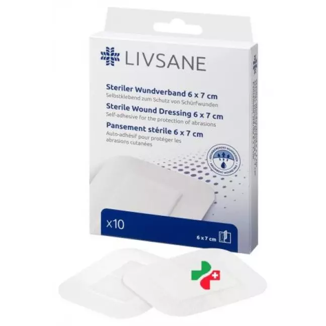 Livsane Пов&#39;язка ранова стерильна 6х7см 10 шт