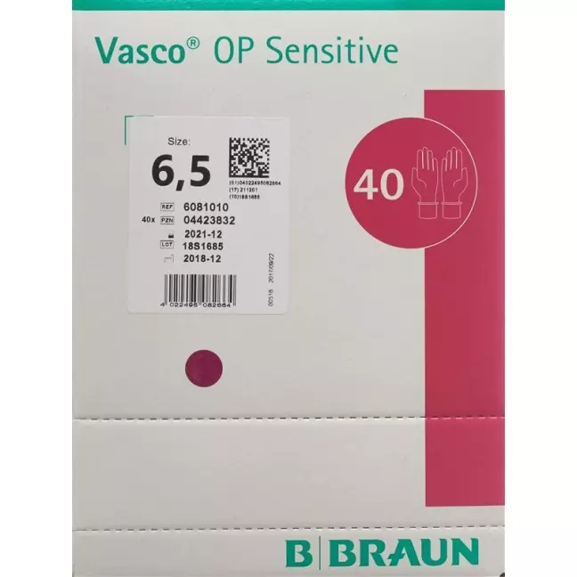 Vasco OP Sensitive Gloves Size 6.5 стерильні латексні 40 пар Vasco OP Sensitive Gloves Size 6.5 стерильні латексні 40 пар
