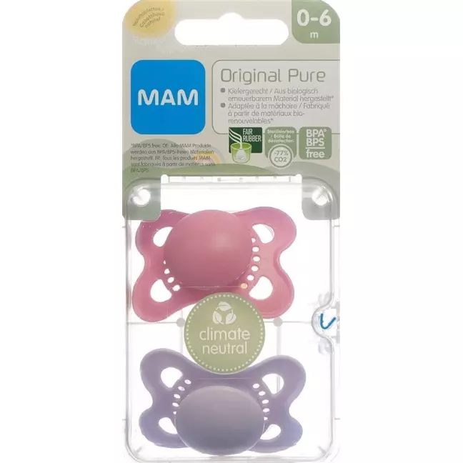 MAM Original Nuggi Pure Rubber 0-6 місяців 2 шт