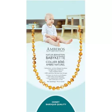 Намисто з натурального бурштину AMBEROS Baby Baro Honey