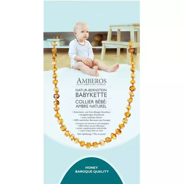 Намисто з натурального бурштину AMBEROS Baby Baro Honey