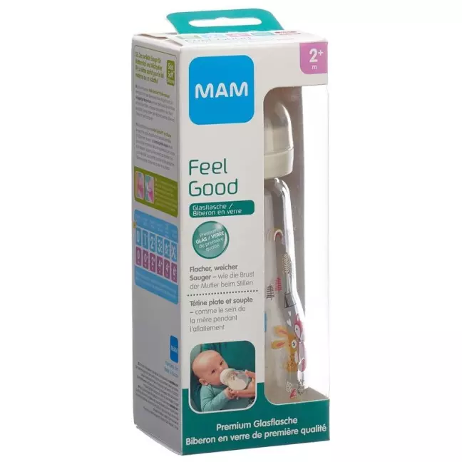 Скляна пляшка MAM Feel Good 260мл 2+ місяці унісекс