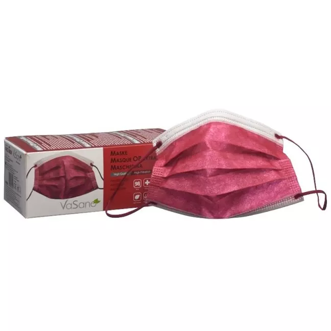 VASANO OP Maske extra IIR D/F/I/E weinrot VASANO OP Maske extra IIR D/F/I/E weinrot