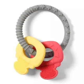 Зубне кільце Babyono Ortho з силіконового ключа жовтий/червоний 0M+