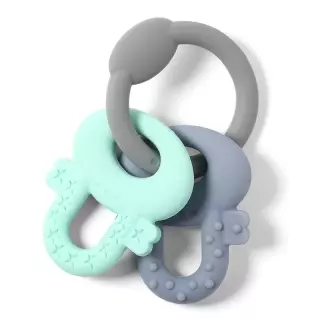 Зубне кільце Babyono Ortho з силіконового ключа сірий/зелений 0M+