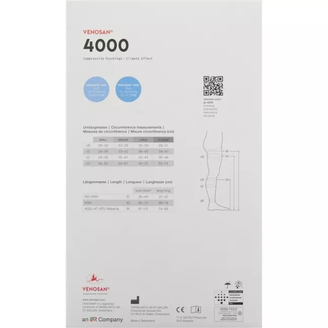 VENOSAN 4001 A-T KKL1 L довгий чорний 1 пара