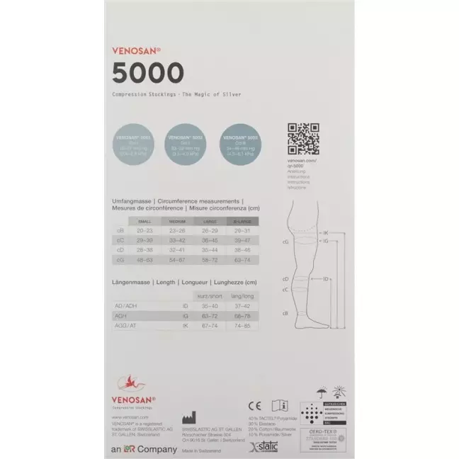 VENOSAN 5001 A-GH KKL1 XL удлиненный, Мексика, 1 пара