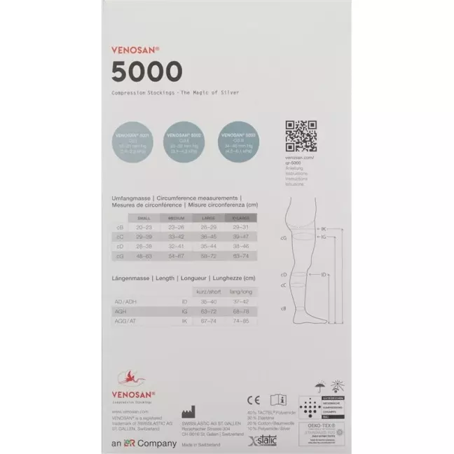 VENOSAN 5002 A-D KKL2 L довгий чорний 1 пара