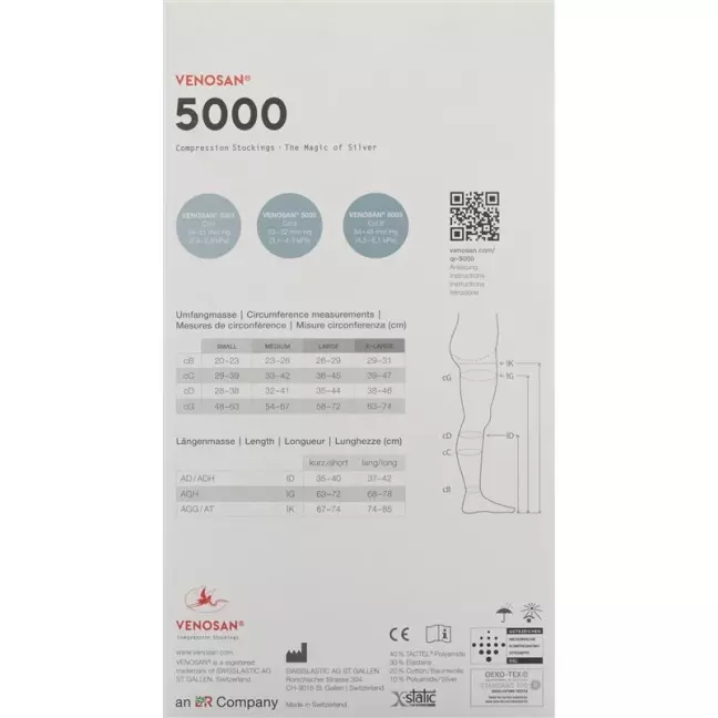 Venosan 5002 A-gh Kkl2 L Lang Offen Black 1 Paar