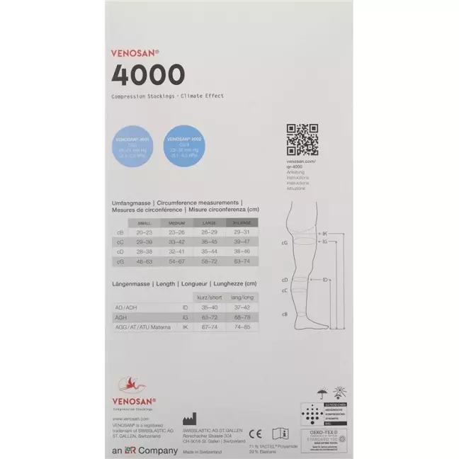 Venosan 4002 A-GH KKL2 L длинные закрытые черные мужские 1 пара