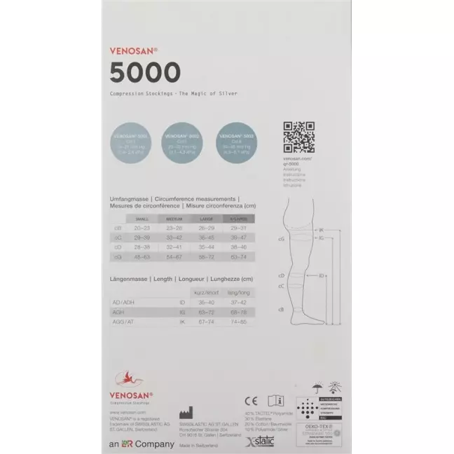 VENOSAN 5001 A-DH KKL1 S довгий відкритий чорний 1 пара