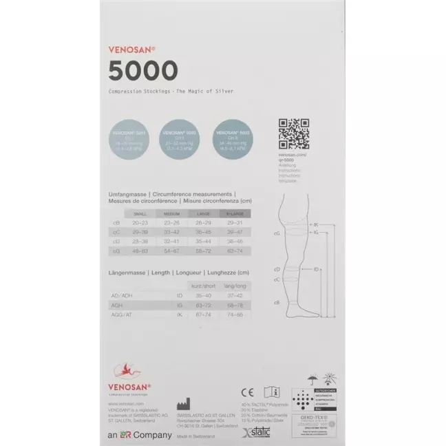 VENOSAN 5001 A-DH KKL1 S довгий чорний 1 пара