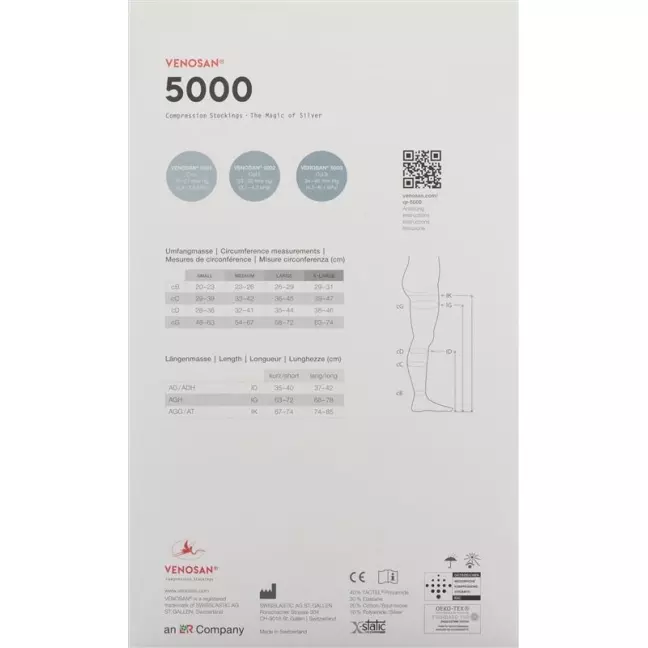 VENOSAN 5001 A-T KKL1 XL короткие черные 1 пара