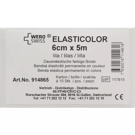 Бинти еластичні Wero Elasticolor 5мх6см фіолетові 10 шт