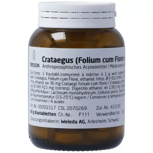 Weleda Crataegus Kautabletten Fol C Flor/fruct 40g Weleda Crataegus Kautabletten Fol C Flor/fruct 40g