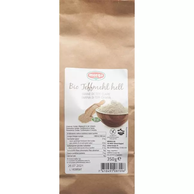 Morga teff flour light органічний безглютеновий пакет 350 г