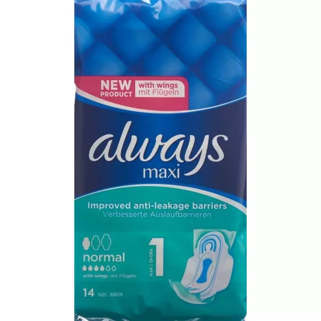 бинт always maxi нормальний з крильцями 14 шт