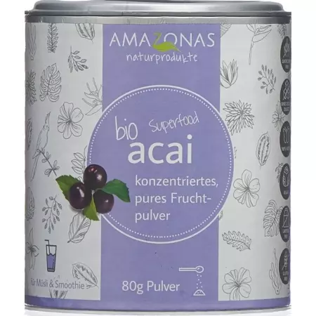Органічний фруктовий порошок AMAZONAS acai 100% чистий Ds 80 г
