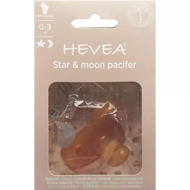Пустушка HEVEA Orthodontic Star &amp; Moon 0-3M