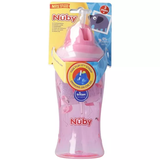 NUBY Flip-It соломинка Чашка TRITAN 360мл РОЖЕВА NUBY Flip-It соломинка Чашка TRITAN 360мл РОЖЕВА