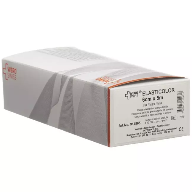 Бинти еластичні Wero Elasticolor 5мх6см фіолетові 10 шт