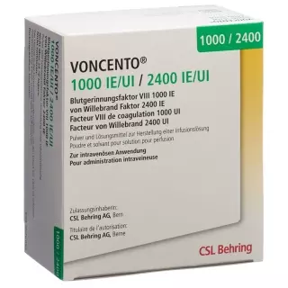 Voncento 1000 МО/2400 МО суха субстанція з розчинником 10 мл в середньому