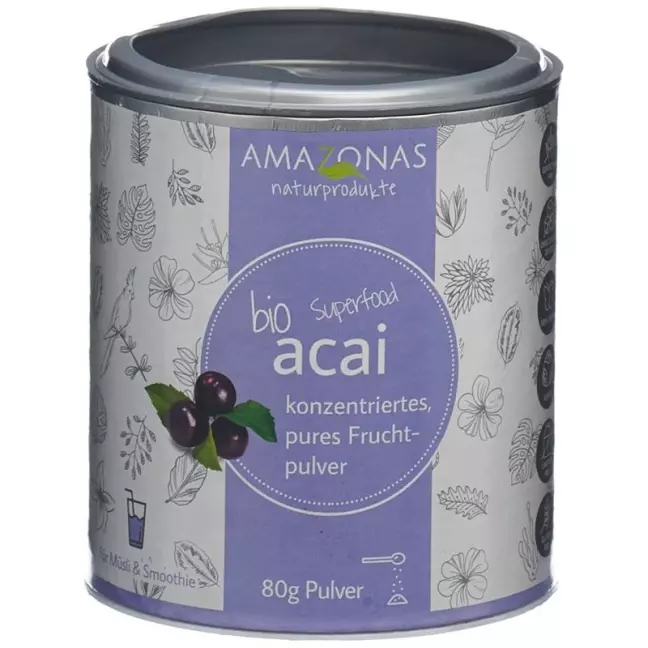 Органічний фруктовий порошок AMAZONAS acai 100% чистий Ds 80 г