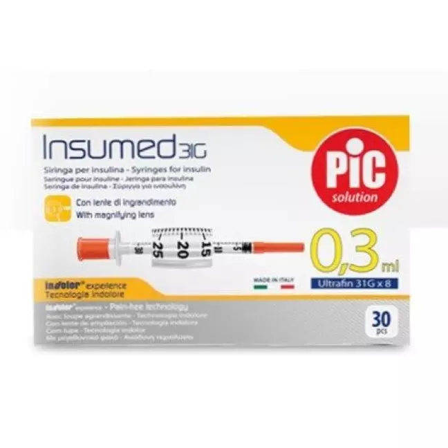 Pic Insumed Шприц інсуліновий 0,3мл Лу голка 30 шт