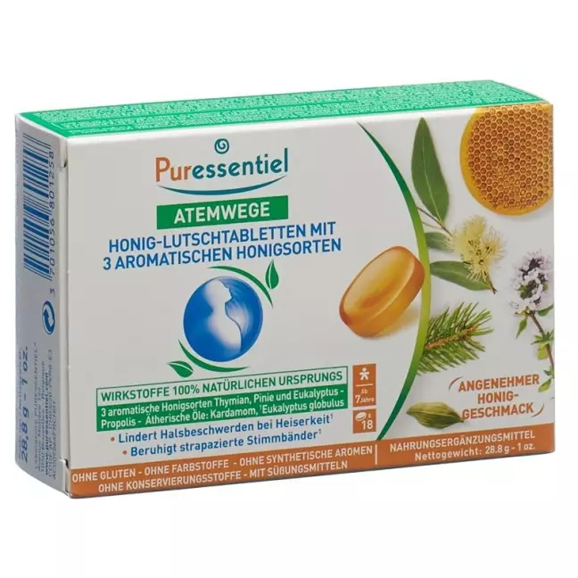 Пастилки Puressentiel 3 мед 18 шт